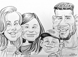 caricatura grup familie